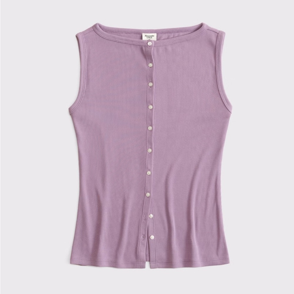 NWT Abercrombie Slash Button-Through Top in Purple